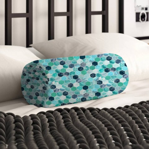 Декоративная подушка-валик «Изумрудные переплетения» вид 2