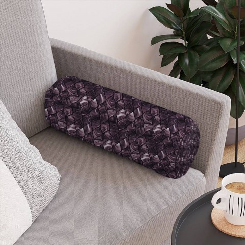 Декоративная подушка в форме валика «Волны цвета марсала» вид 4