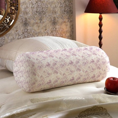 Интерьерная круглая подушка «Разводы на розовом мраморе» вид 5