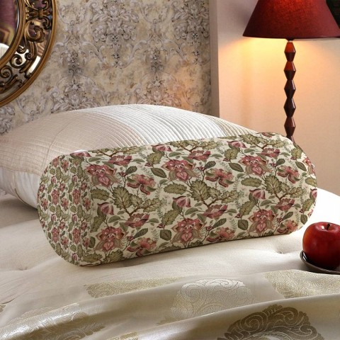 Тканевая подушка в форме валика «Старинный цветочный узор» вид 5