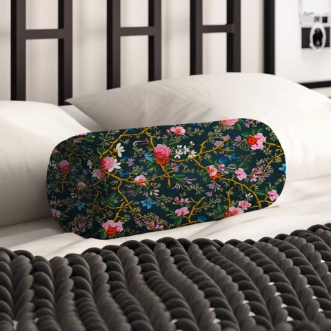 Интерьерная подушка-валик «Викторианский сад в темных тонах» вид 2