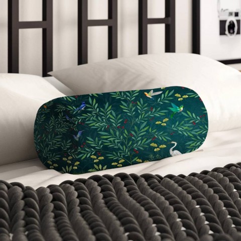 Декоративная подушка-валик «Цапля в ночном саду» вид 2