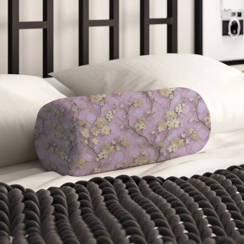 Интерьерная подушка в форме валика «Цветущие ветви в лиловых тонах» вид 2