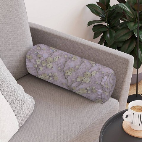 Интерьерная подушка в форме валика «Цветущие ветви в лиловых тонах» вид 4