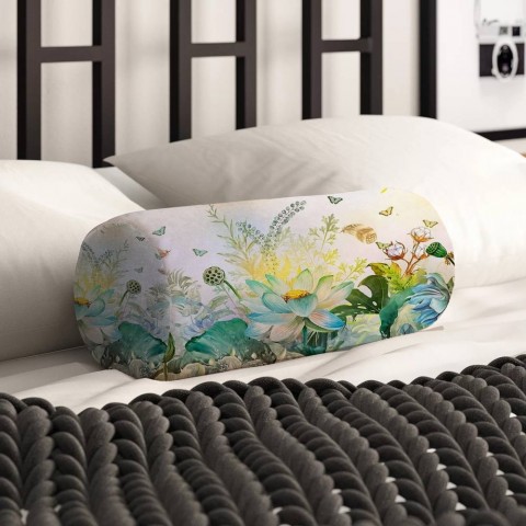 Декоративная подушка валик «Цветник в солнечных лучах» вид 2