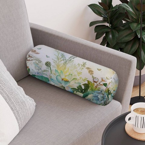 Декоративная подушка валик «Цветник в солнечных лучах» вид 4
