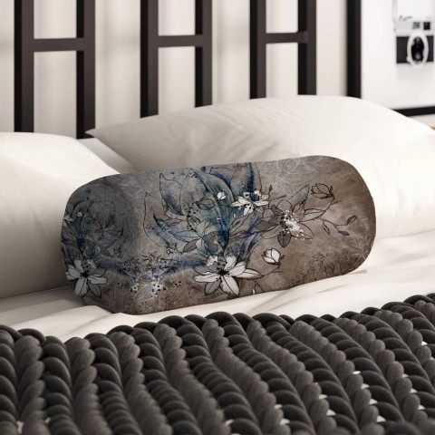 Интерьерная подушка валик «Загадочный букет» вид 2