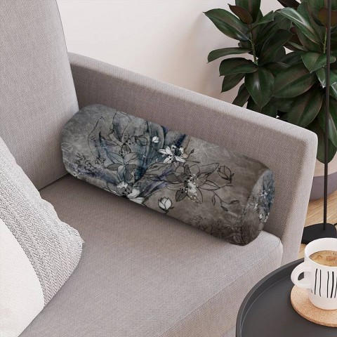 Интерьерная подушка валик «Загадочный букет» вид 4