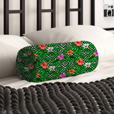 Тканевая подушка «Листья папоротника с цветами» вид 2