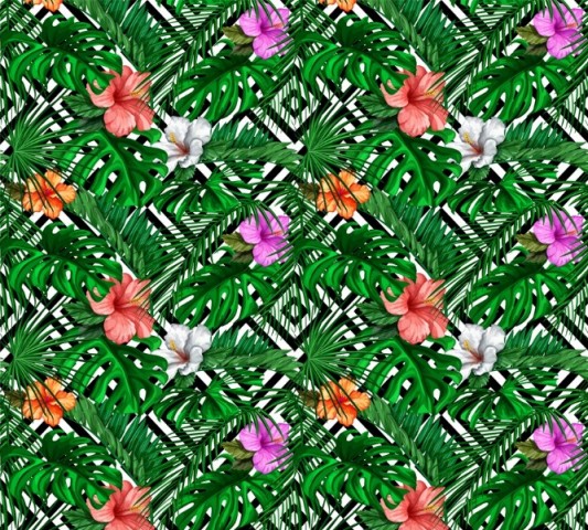 Тканевая подушка «Листья папоротника с цветами» вид 3