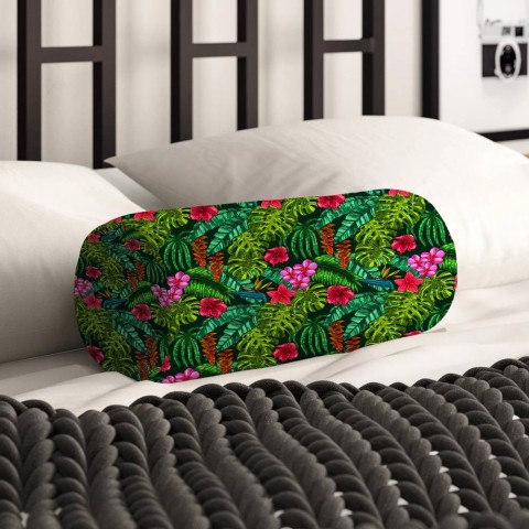 Декоративная круглая подушка «Яркие тропические акценты» вид 2