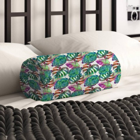 Декоративная вытянутая подушка «Листья с акцентами» вид 2
