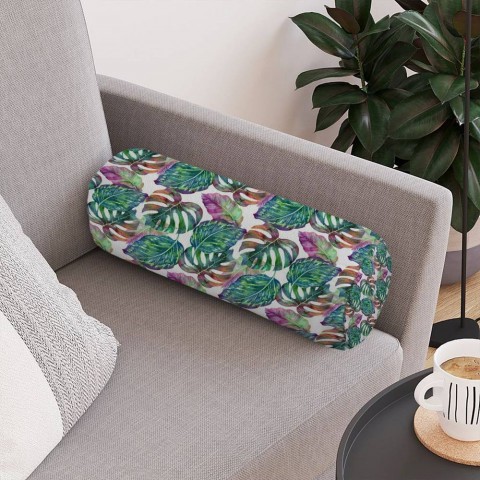 Декоративная вытянутая подушка «Листья с акцентами» вид 4