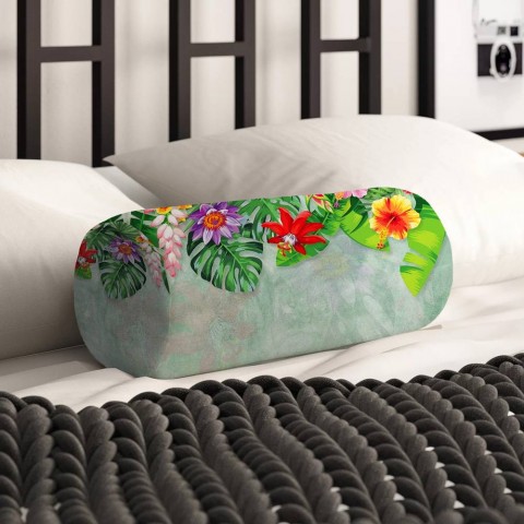 Декоративная подушка колбаска «Тропическая роща» вид 2