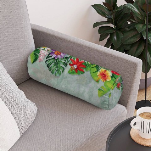 Декоративная подушка колбаска «Тропическая роща» вид 4