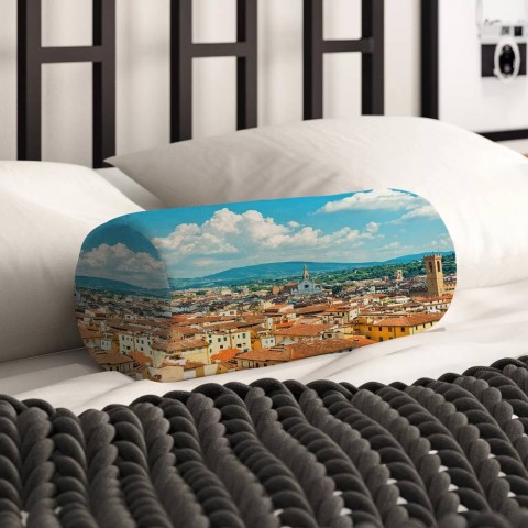 Интерьерная вытянутая подушка «Крыши домов Италии» вид 2