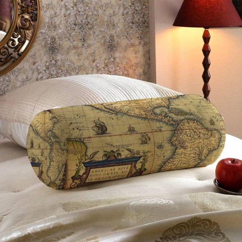 Декоративная подушка в форме валика «Старая карта Америки» вид 5