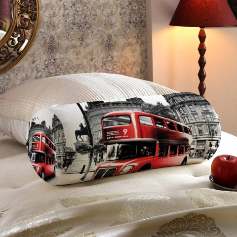 Тканевая подушка для дивана «Красный автобус» вид 5