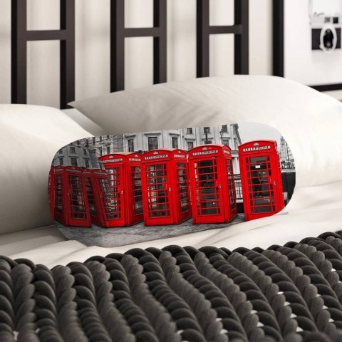 Тканевая подушка в форме валика «Красные будки» вид 2