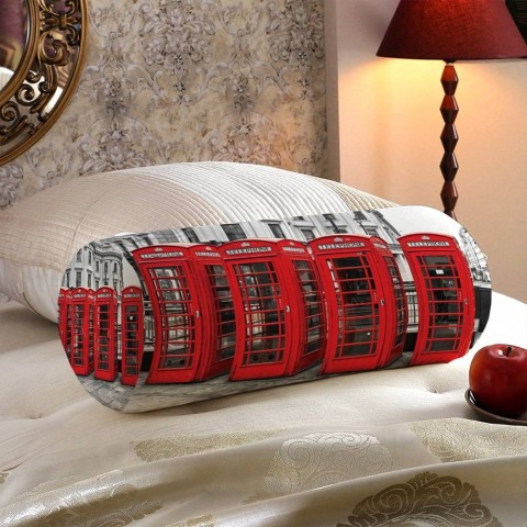 Тканевая подушка в форме валика «Красные будки» вид 5