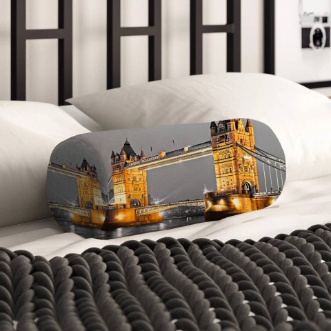 Декоративная подушка в форме валика «Тауэрский мост сепия» вид 2