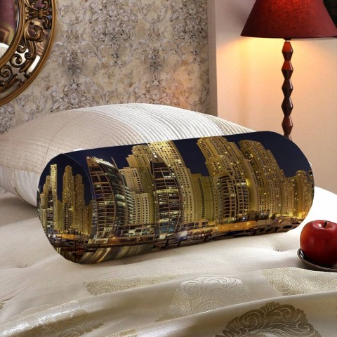 Тканевая подушка в форме валика «Пристань у небоскребов» вид 5