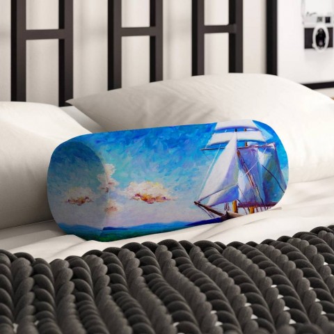 Декоративная вытянутая подушка «Корабль маслом» вид 2