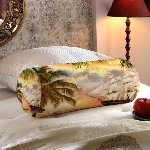 Интерьерная подушка в форме валика «Парусник у причала» вид 5
