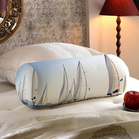 Интерьерная вытянутая подушка «Парусные яхты» вид 5
