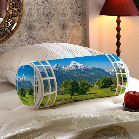 Тканевая вытянутая подушка «Окно с видом на Баварские горы» вид 5