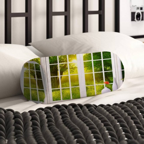 Декоративная подушка колбаска «Панорамное окно» вид 2