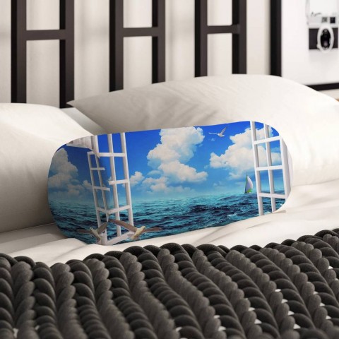 Интерьерная подушка в форме валика «Распахнутое в море окно» вид 2
