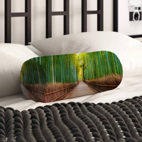 Тканевая подушка в форме валика «Дорога через бамбук» вид 2