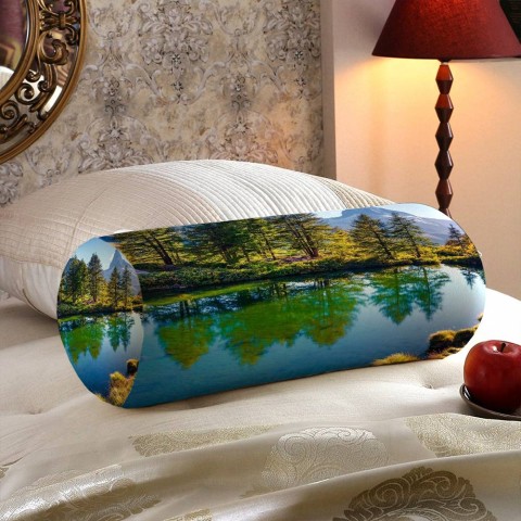 Декоративная подушка колбаска «Отражение леса в озере» вид 5