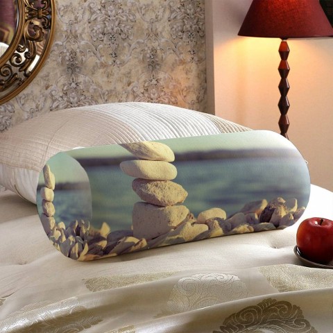Декоративная круглая подушка «Камни на берегу» вид 5