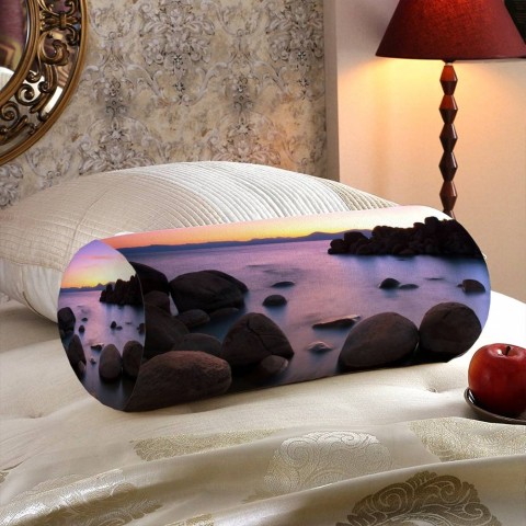 Декоративная подушка колбаска «Камни на закате» вид 5
