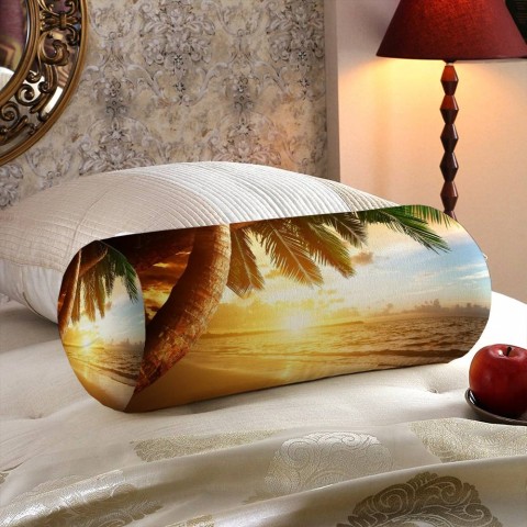 Интерьерная вытянутая подушка «Закат под пальмами» вид 5