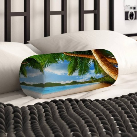 Интерьерная вытянутая подушка «Пальмы у океана» вид 2