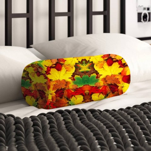Тканевая подушка-валик «Разноцветная листва» вид 2