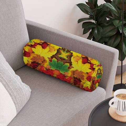 Тканевая подушка-валик «Разноцветная листва» вид 4