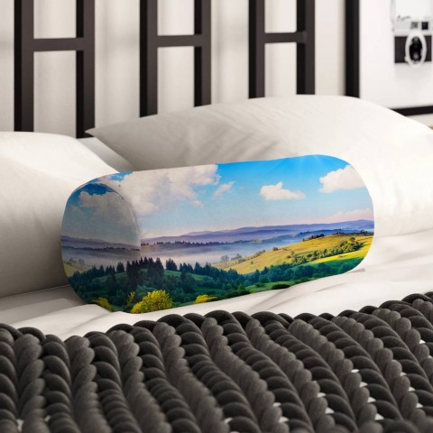 Интерьерная круглая подушка «Альпийское утро» вид 2
