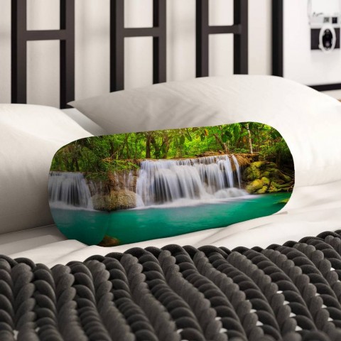 Интерьерная подушка подголовник «Водопад в лесу» вид 2