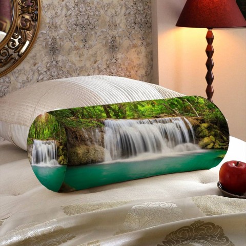 Интерьерная подушка подголовник «Водопад в лесу» вид 5