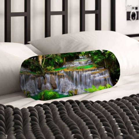 Декоративная подушка подголовник «Водопад с журавлями» вид 2