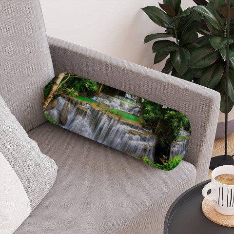 Декоративная подушка подголовник «Водопад с журавлями» вид 4