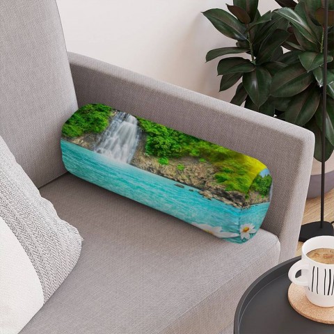 Декоративная вытянутая подушка «Водопад с кувшинкой» вид 4
