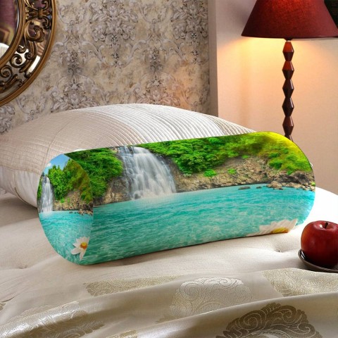 Декоративная вытянутая подушка «Водопад с кувшинкой» вид 5