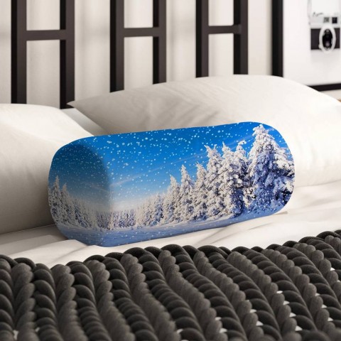Тканевая подушка в форме валика «Зимний пейзаж» вид 2