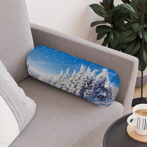 Тканевая подушка в форме валика «Зимний пейзаж» вид 4