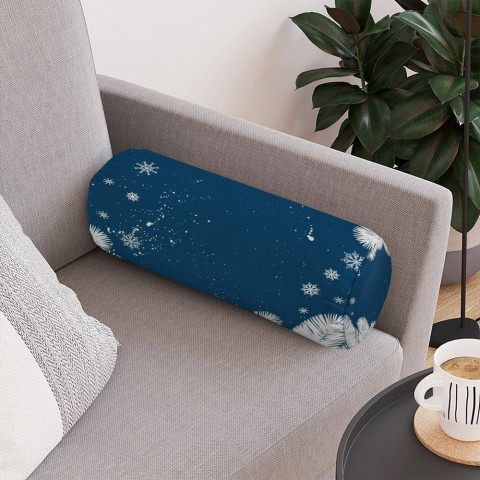 Декоративная подушка-валик «Снежные еловые ветви» вид 4